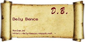 Dely Bence névjegykártya
